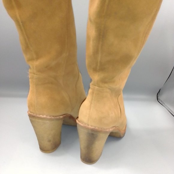 UGG 'Josie' 3214 Brown Heeled Boots Size UK 6 EU 39 Suede Mid-Calf Knee Tan - Picture 7 of 13